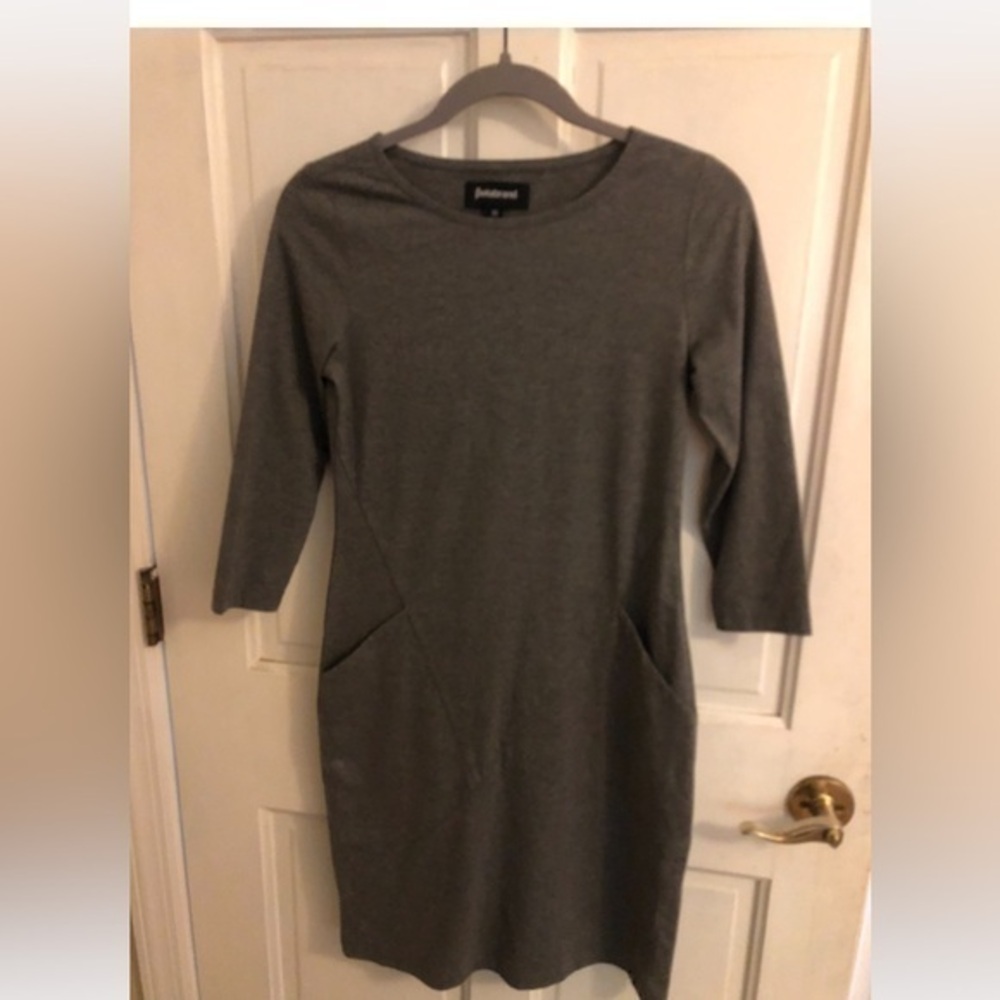 Betabrand 3/4 Sleeve Gray Athletic Dress